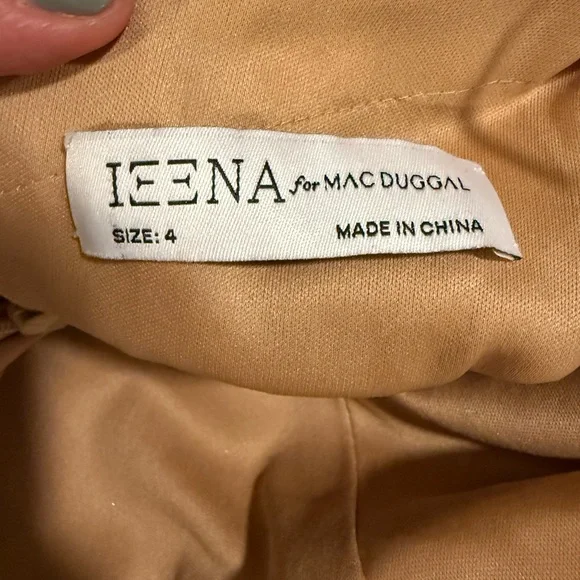 IEENA FOR MAC DUGGAL METALLIC Gold RUCHED A LINE Dress GOWN Women’s size 4 - Picture 8 of 8